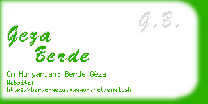 geza berde business card